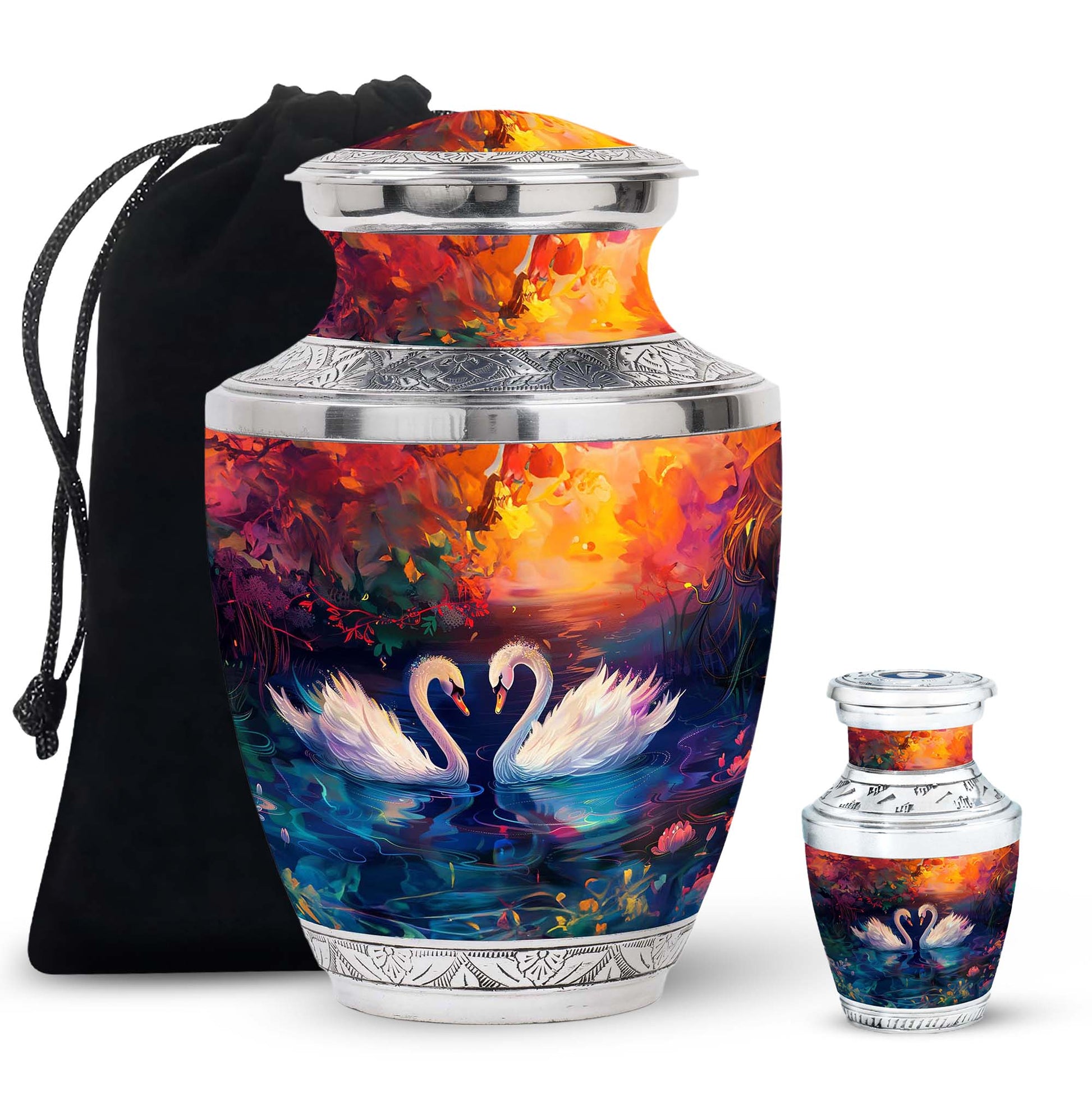 Sunset Swan Cremation Urn for Human Ashes - Urn For Men & Women