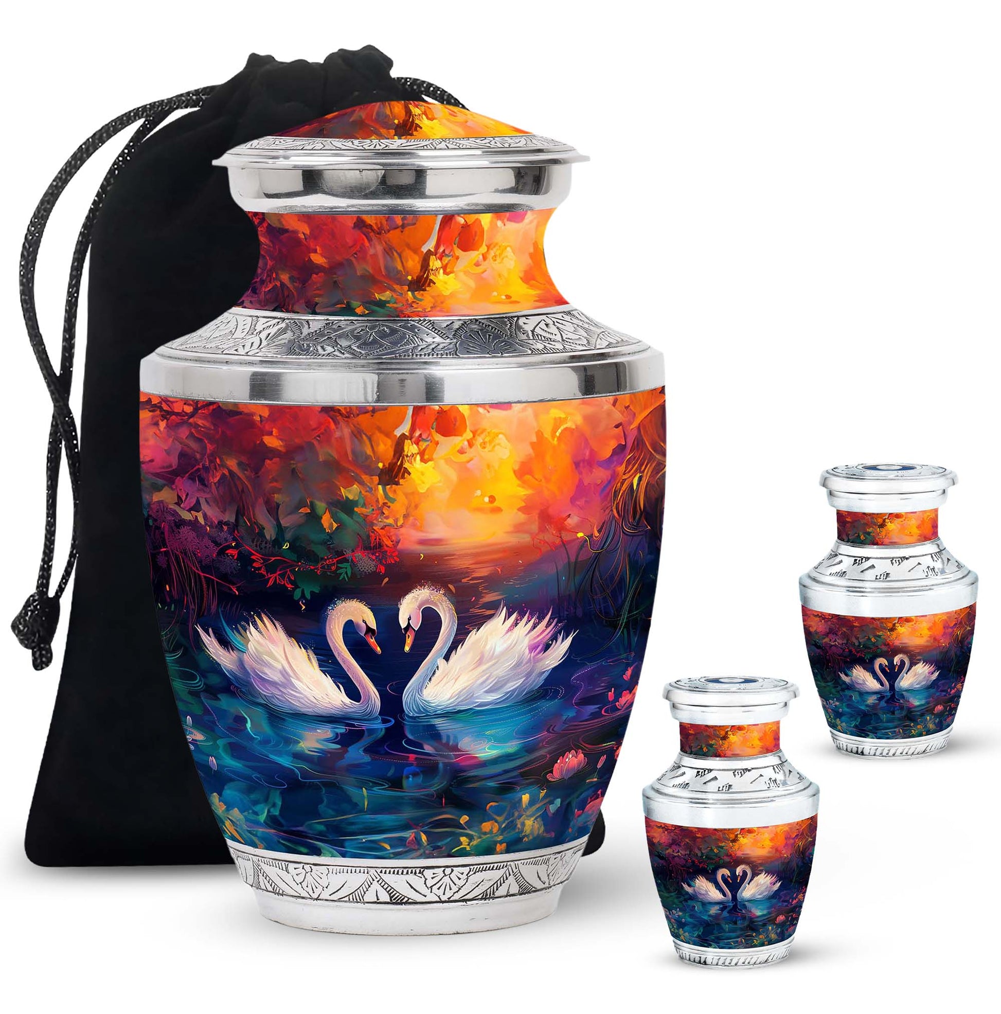 Sunset Swan Cremation Urn for Human Ashes - Urn For Men & Women