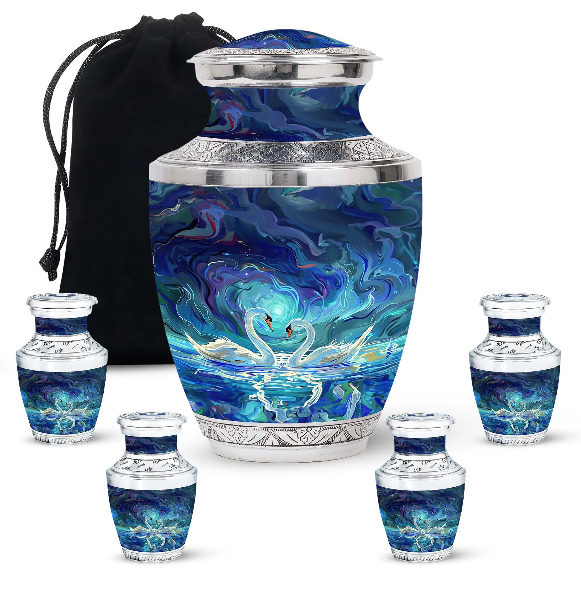 Swans Moonlight Cremation Urn for Human Ashes - Large Urn For Ashes