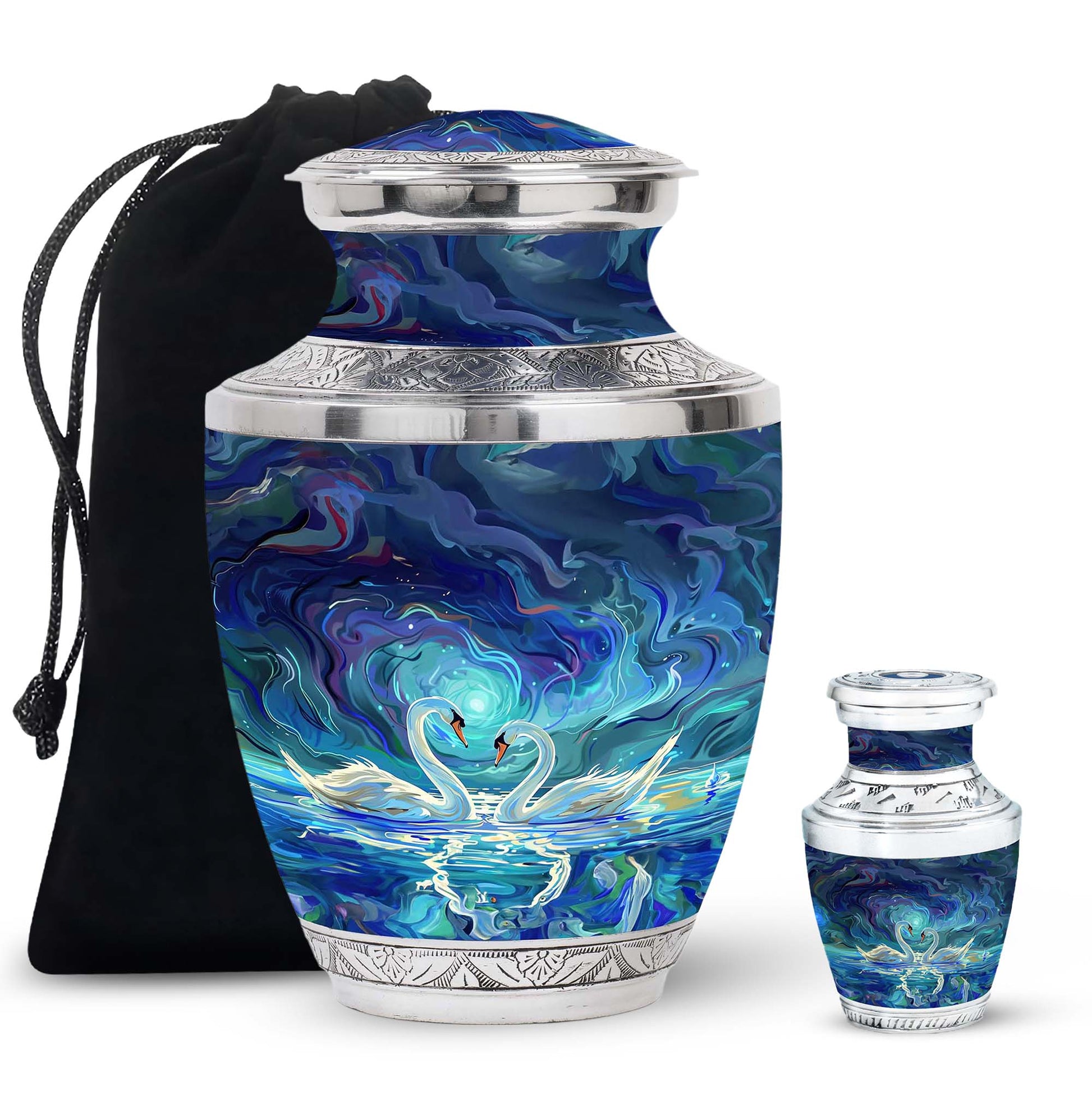 Swans Moonlight Cremation Urn for Human Ashes - Large Urn For Ashes