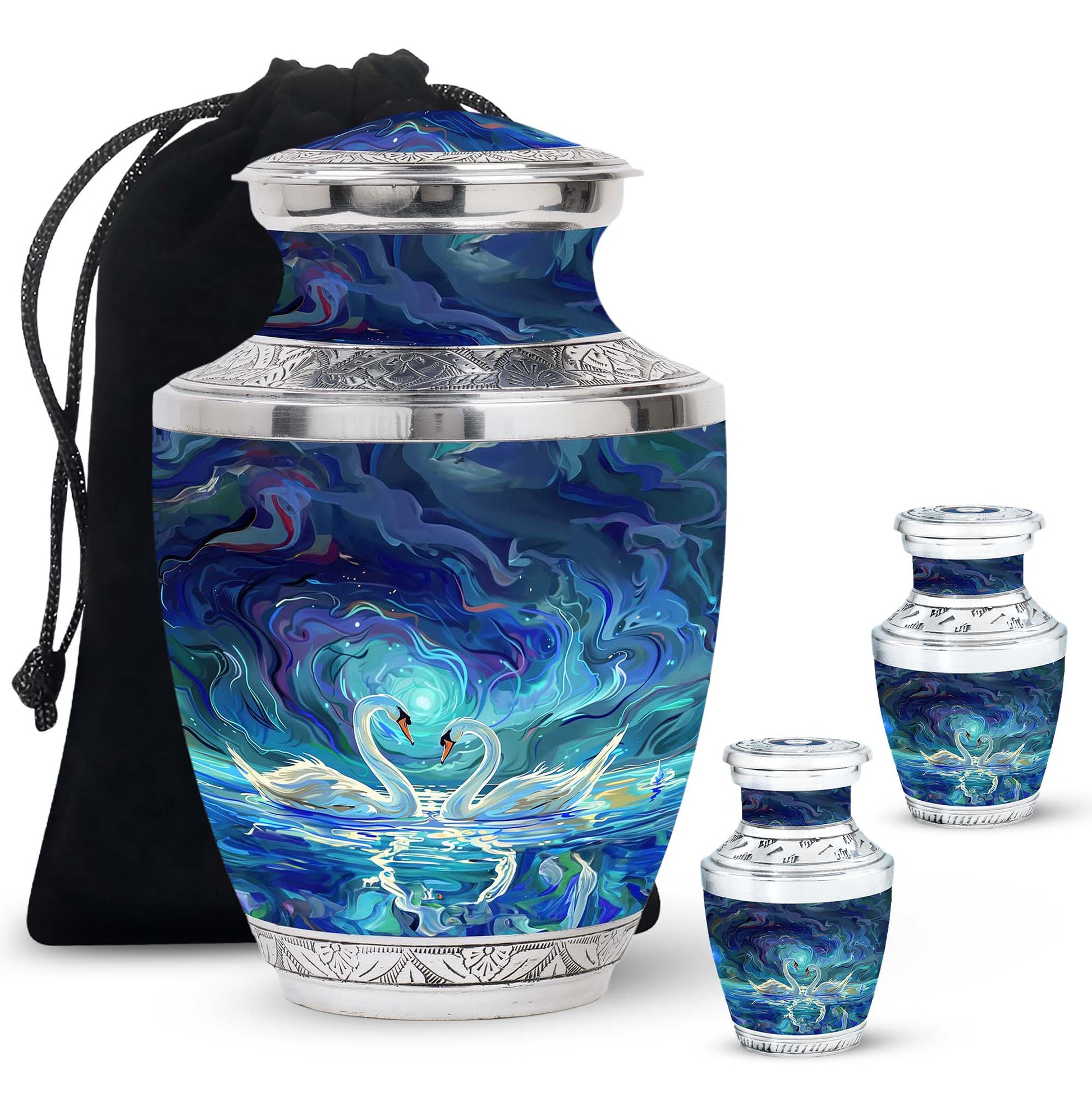 Swans Moonlight Cremation Urn for Human Ashes - Large Urn For Ashes