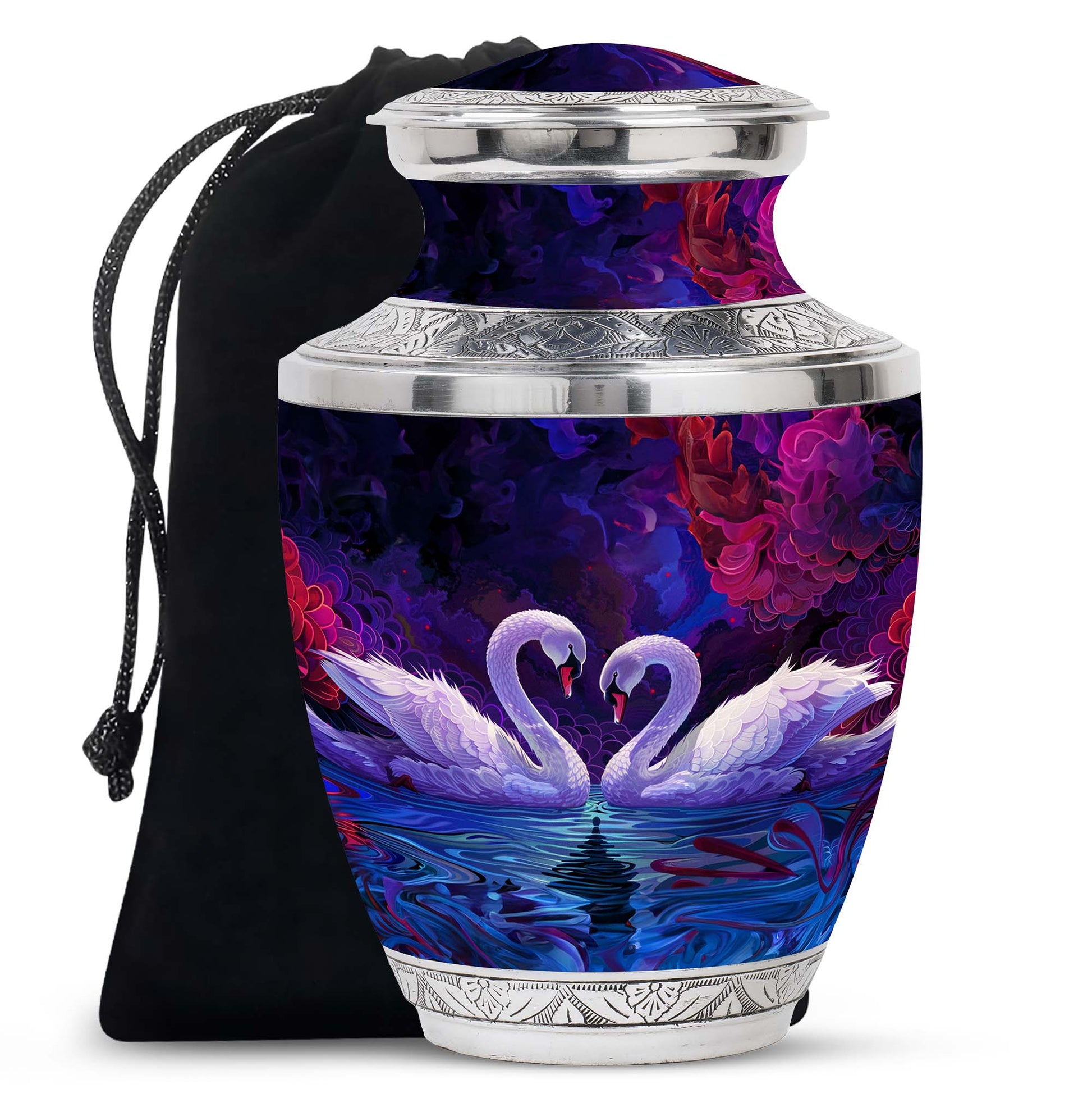 Dual Swan Cremation Urns For Human Ashes - Burial Urns For Adult