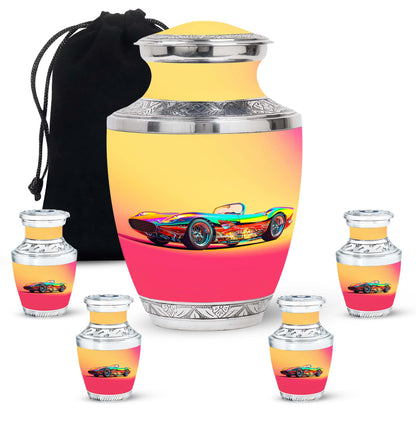 Colorful Personalized Car Cremation Urn for Dad - 10-inch, 200 cu in - Yatskia