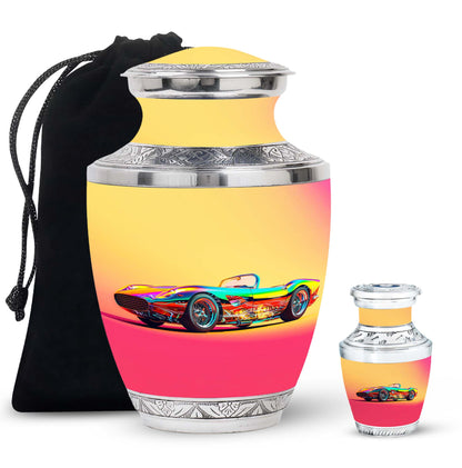 Colorful Personalized Car Cremation Urn for Dad - 10-inch, 200 cu in - Yatskia