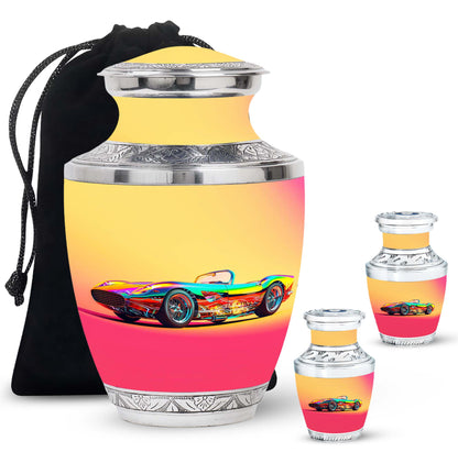 Colorful Personalized Car Cremation Urn for Dad - 10-inch, 200 cu in - Yatskia