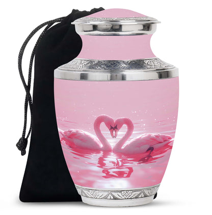 Pink Personalized Bird Memorial Urn for Human Ashes - 10-inch, 200 cu in - Yatskia
