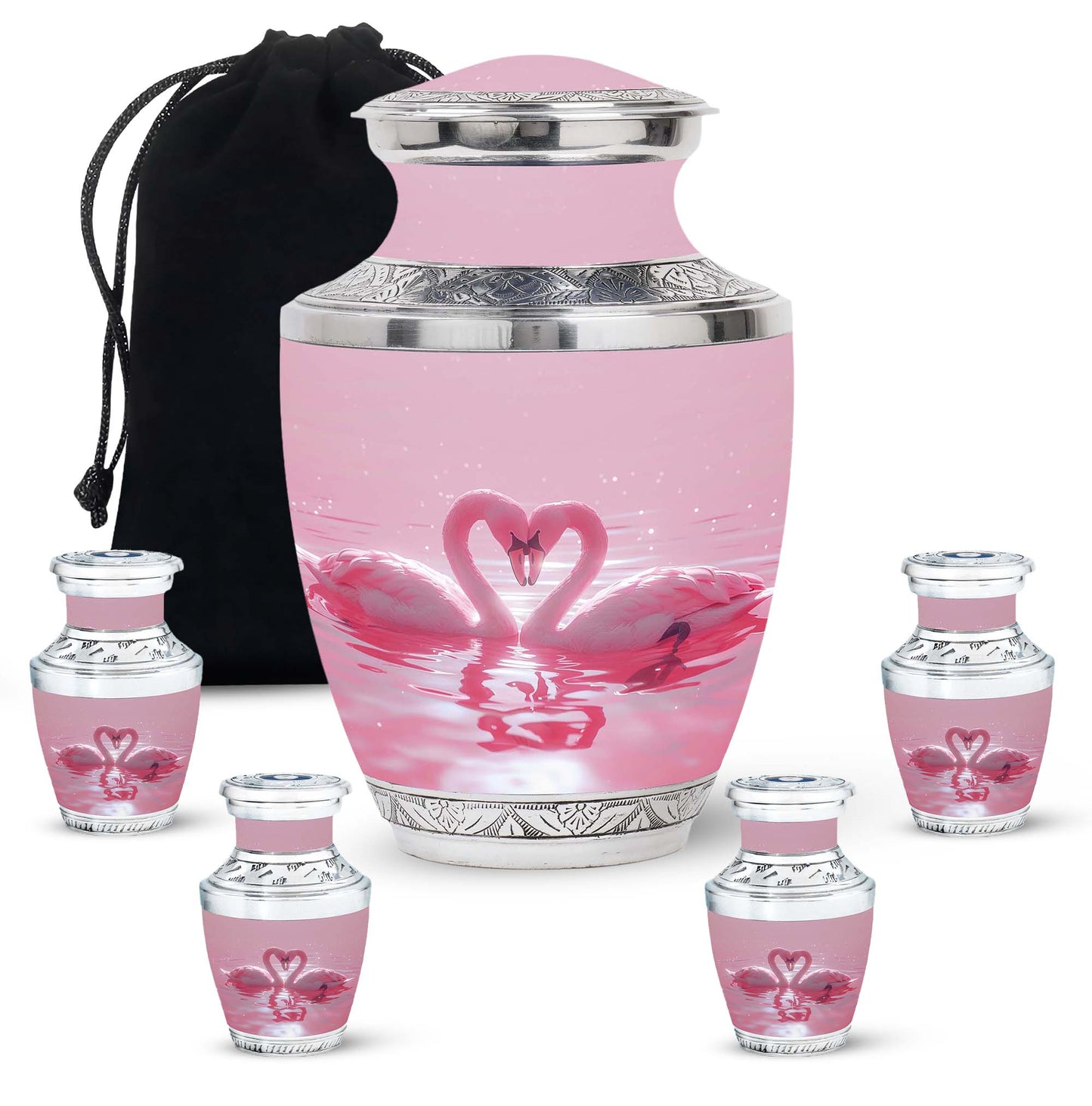 Pink Personalized Bird Memorial Urn for Human Ashes - 10-inch, 200 cu in - Yatskia