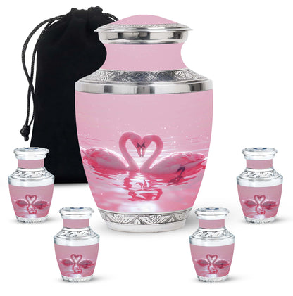 Pink Personalized Bird Memorial Urn for Human Ashes - 10-inch, 200 cu in - Yatskia
