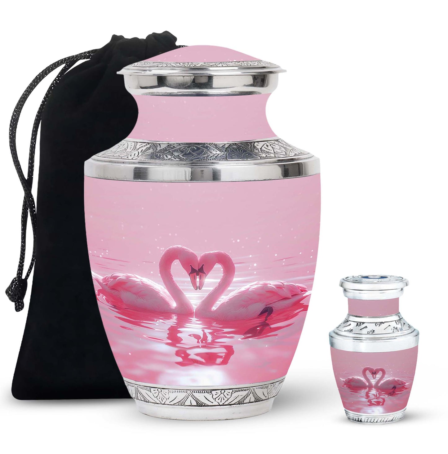 Pink Personalized Bird Memorial Urn for Human Ashes - 10-inch, 200 cu in - Yatskia