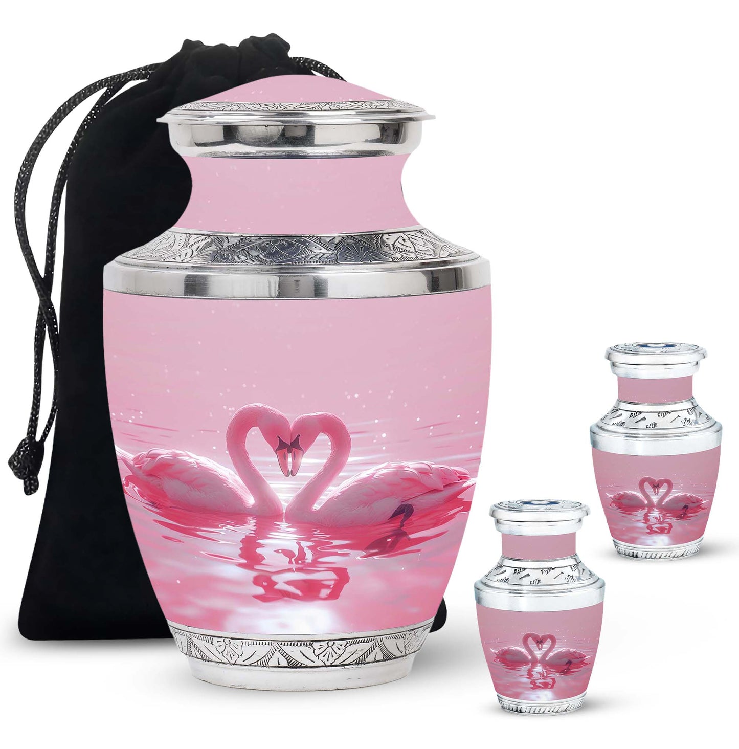 Pink Personalized Bird Memorial Urn for Human Ashes - 10-inch, 200 cu in - Yatskia