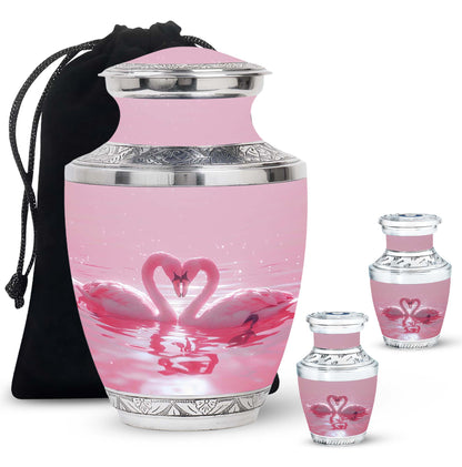 Pink Personalized Bird Memorial Urn for Human Ashes - 10-inch, 200 cu in - Yatskia
