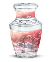 Elegant White Swan Urn – Pink Cherry Blossom Design For Human Ashes