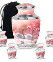 Elegant White Swan Urn – Pink Cherry Blossom Design For Human Ashes