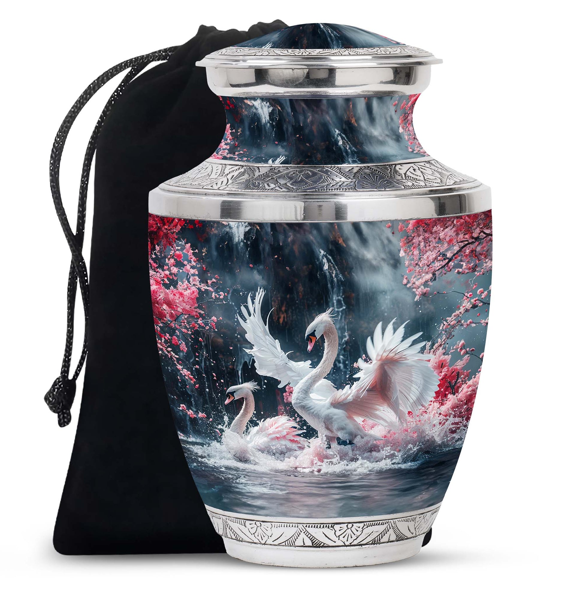 White Swan Funeral Urn - Large Urns For Human Ashes Adult Female