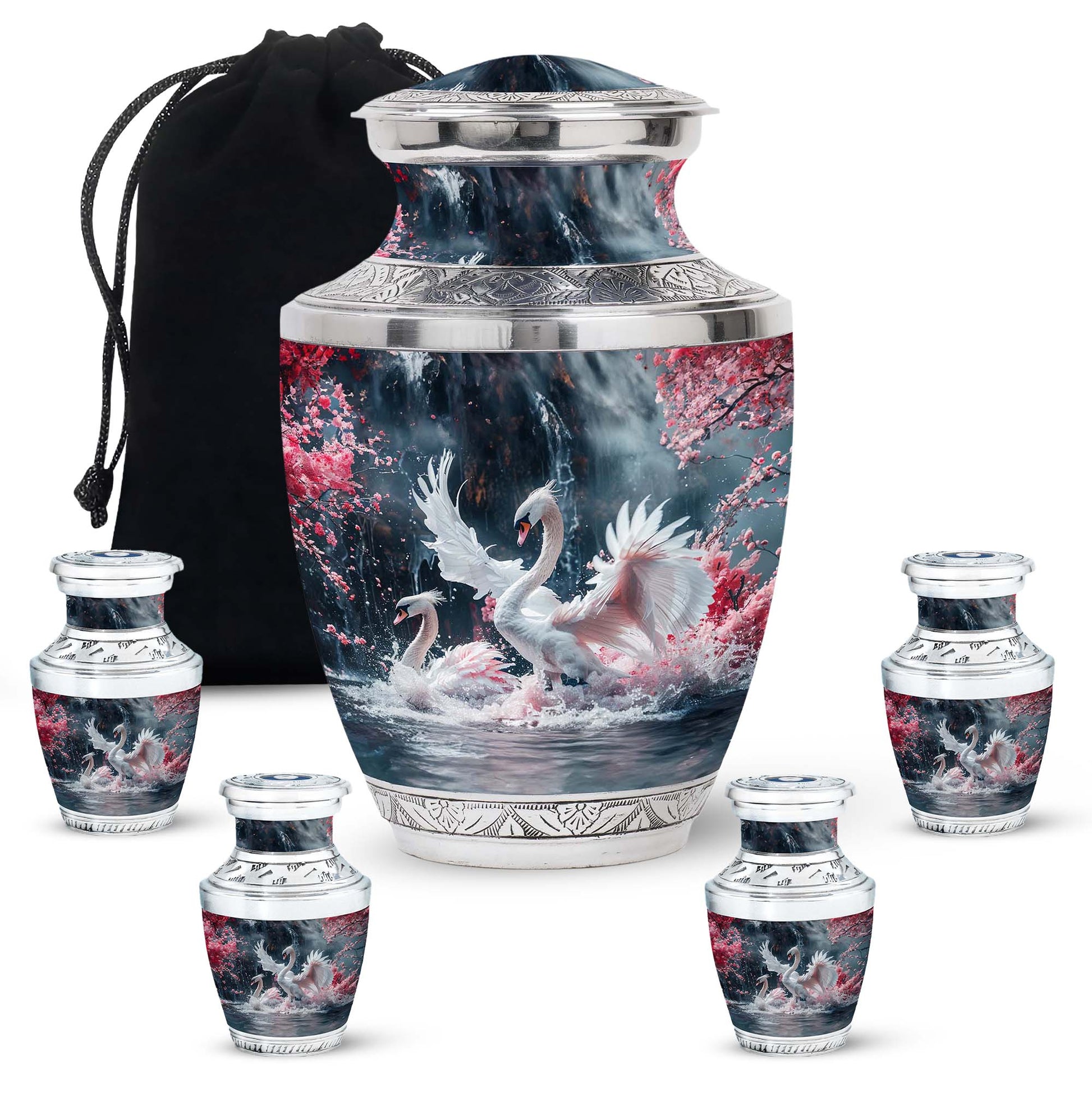 White Swan Funeral Urn - Large Urns For Human Ashes Adult Female