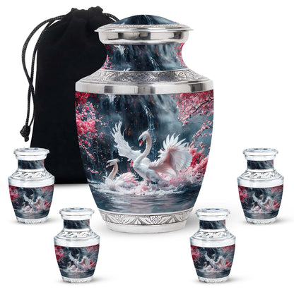 White Personalized Bird Cremation Urn for Human Ashes - 10-inch, 200 cu in - Yatskia