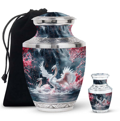 White Personalized Bird Cremation Urn for Human Ashes - 10-inch, 200 cu in - Yatskia