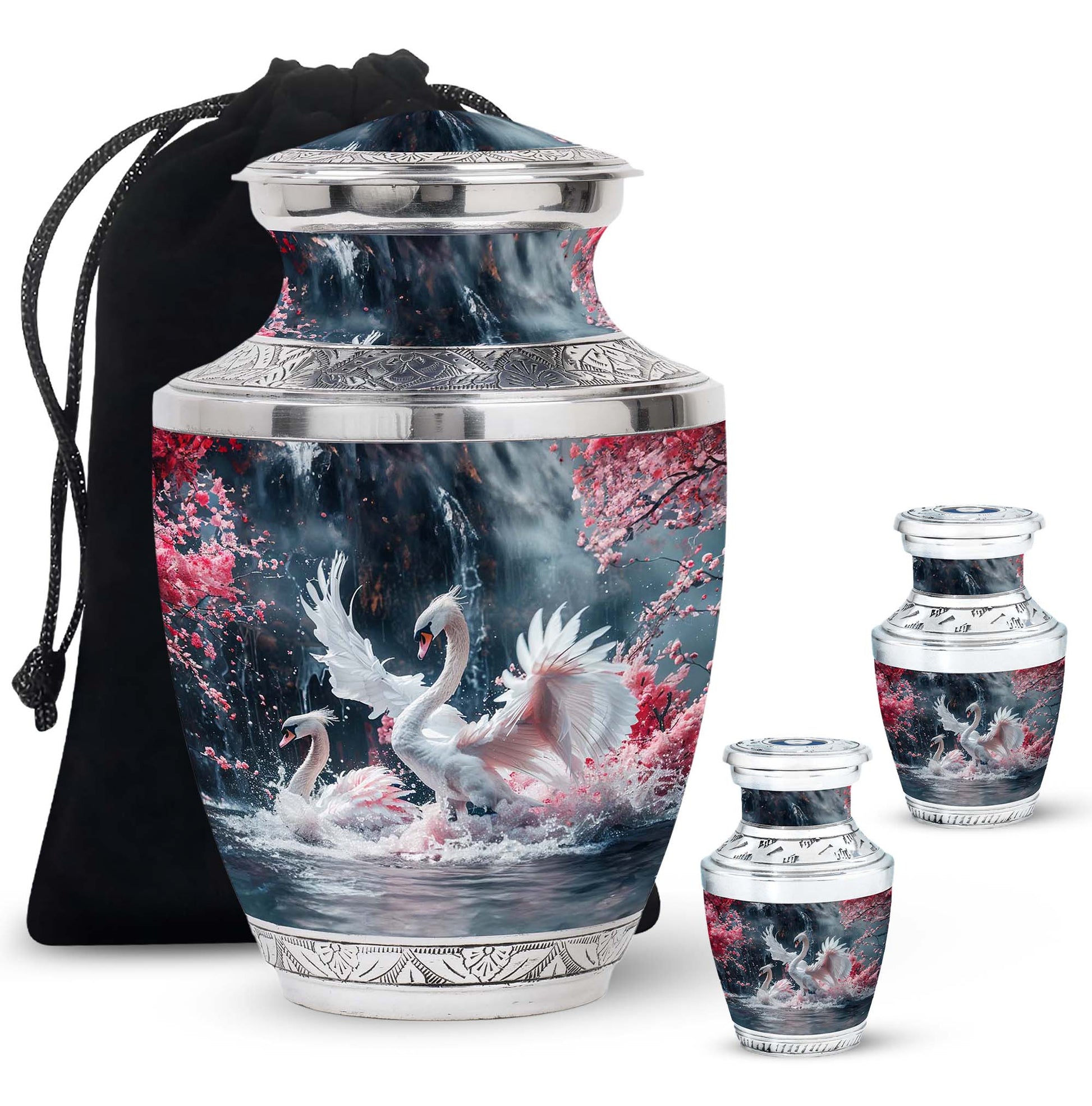 White Swan Funeral Urn - Large Urns For Human Ashes Adult Female