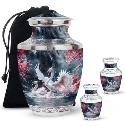 White Personalized Bird Cremation Urn for Human Ashes - 10-inch, 200 cu in - Yatskia