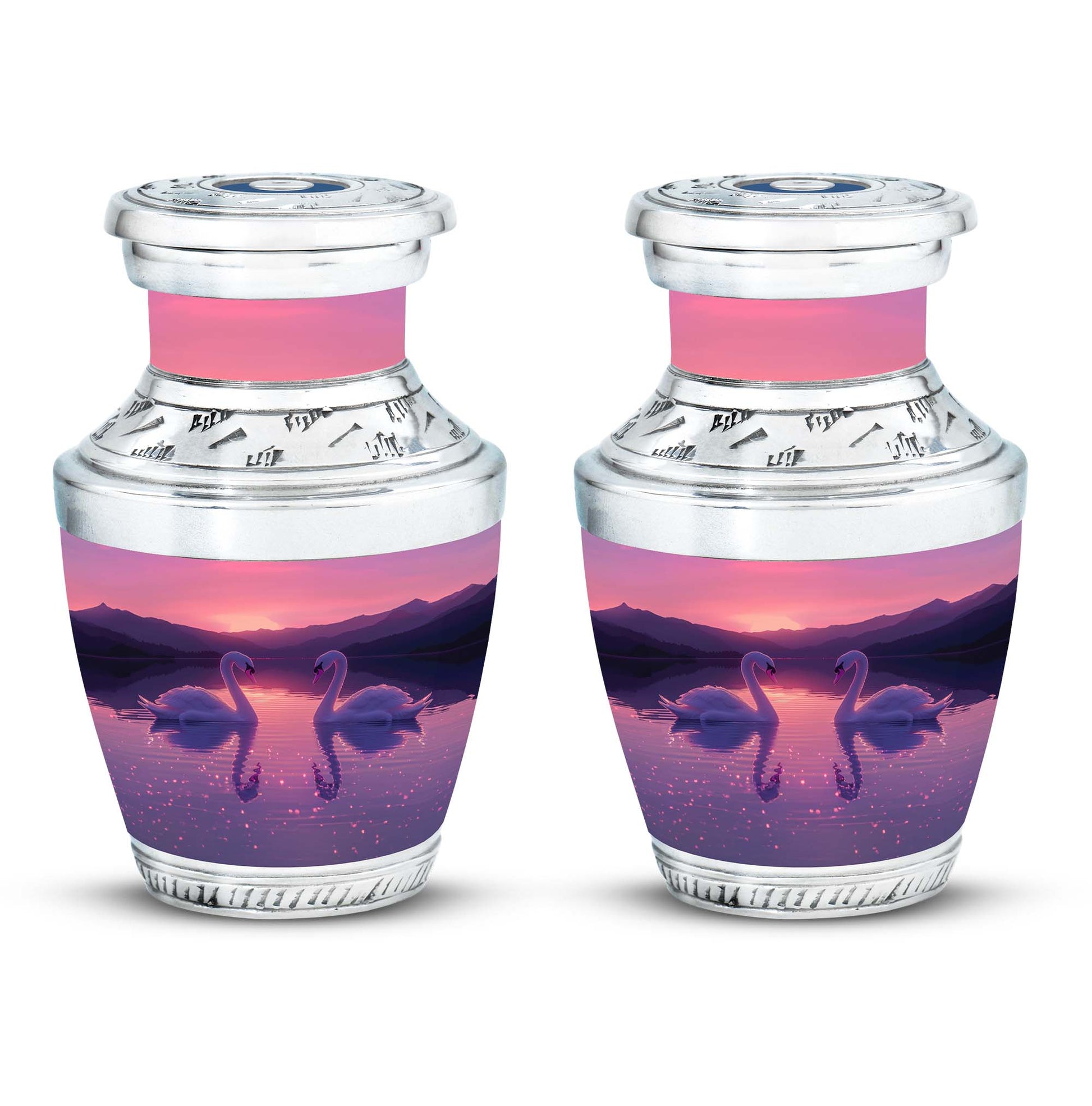 Pink Couple Swan Urn – Elegant Memorial Cremation Urn For Couple Ashes