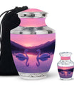 Pink Couple Swan Urn – Elegant Memorial Cremation Urn For Couple Ashes