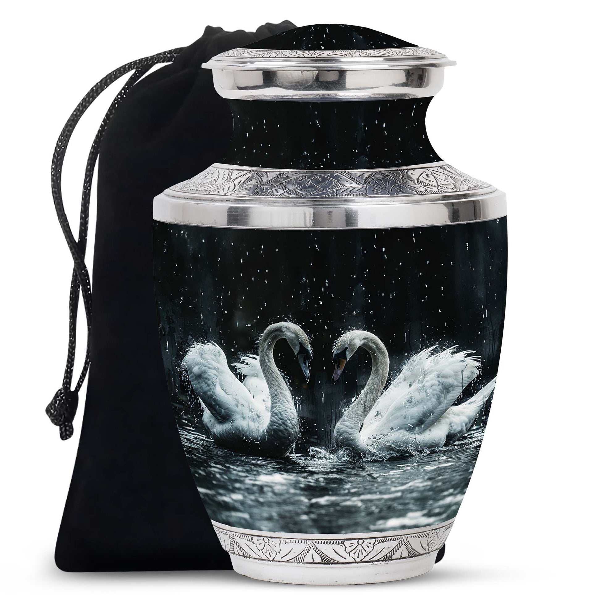 Double Swan Cremation Urns For Human Ashes - Memorial Urn for Mom and Dad