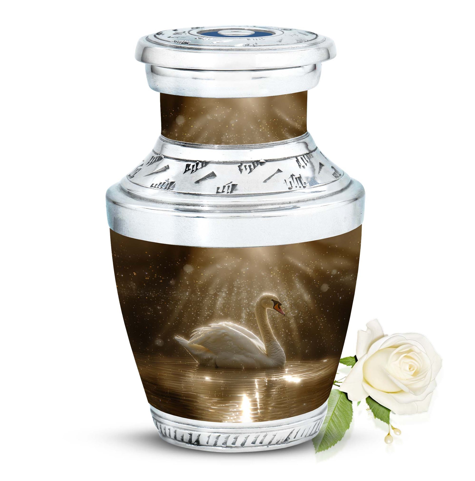 Golden Light Swan Cremation Urn for Human Ashes  - Memorial Urn for Adults