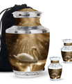 Golden Light Swan Cremation Urn for Human Ashes  - Memorial Urn for Adults