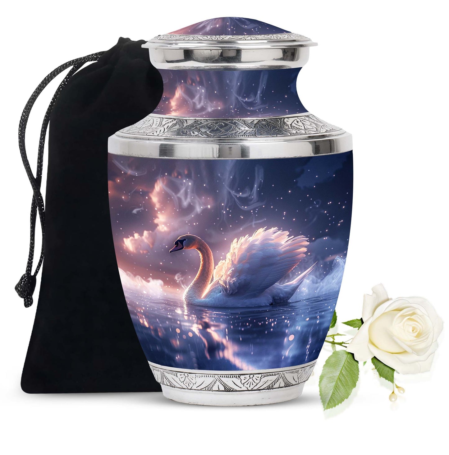 Personalized Swan Cremation Urn for Human Ashes - 10-inch, 200 cu in - Yatskia