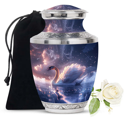 Personalized Swan Cremation Urn for Human Ashes - 10-inch, 200 cu in - Yatskia