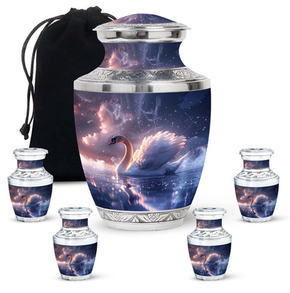 Personalized Swan Cremation Urn for Human Ashes - 10-inch, 200 cu in - Yatskia