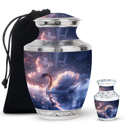 Personalized Swan Cremation Urn for Human Ashes - 10-inch, 200 cu in - Yatskia