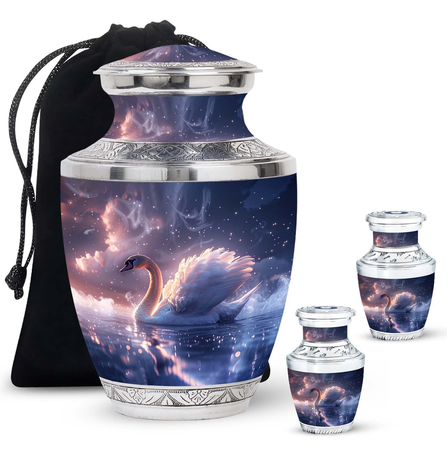 Personalized Swan Cremation Urn for Human Ashes - 10-inch, 200 cu in - Yatskia