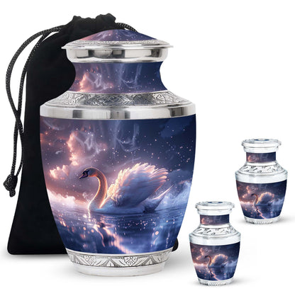 Personalized Swan Cremation Urn for Human Ashes - 10-inch, 200 cu in - Yatskia
