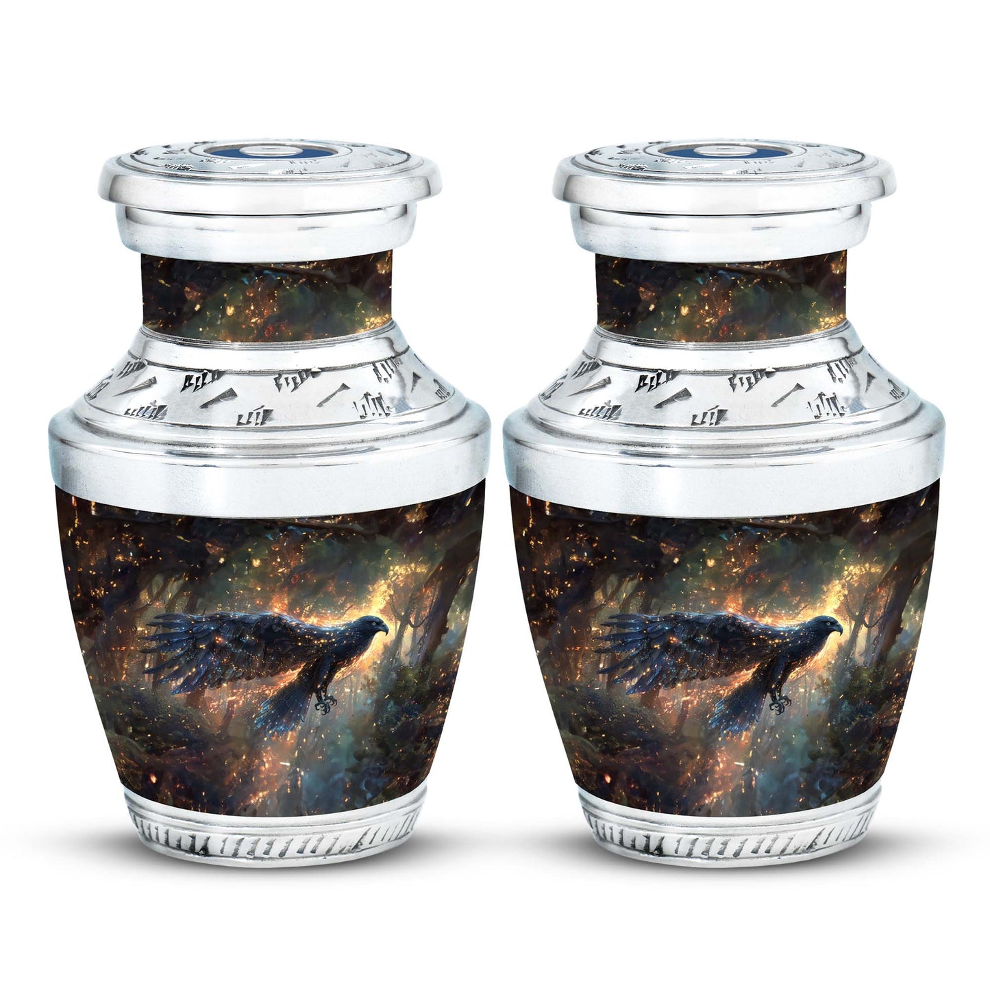 Black Personalized Eagle Cremation Urn for Adults - 10-inch, 200 cu in - Yatskia