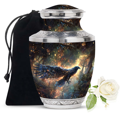 Black Personalized Eagle Cremation Urn for Adults - 10-inch, 200 cu in - Yatskia