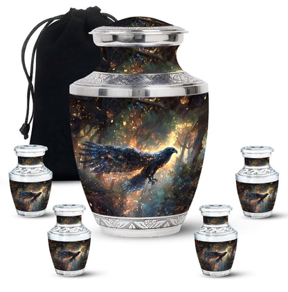 Black Personalized Eagle Cremation Urn for Adults - 10-inch, 200 cu in - Yatskia