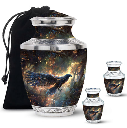 Black Personalized Eagle Cremation Urn for Adults - 10-inch, 200 cu in - Yatskia