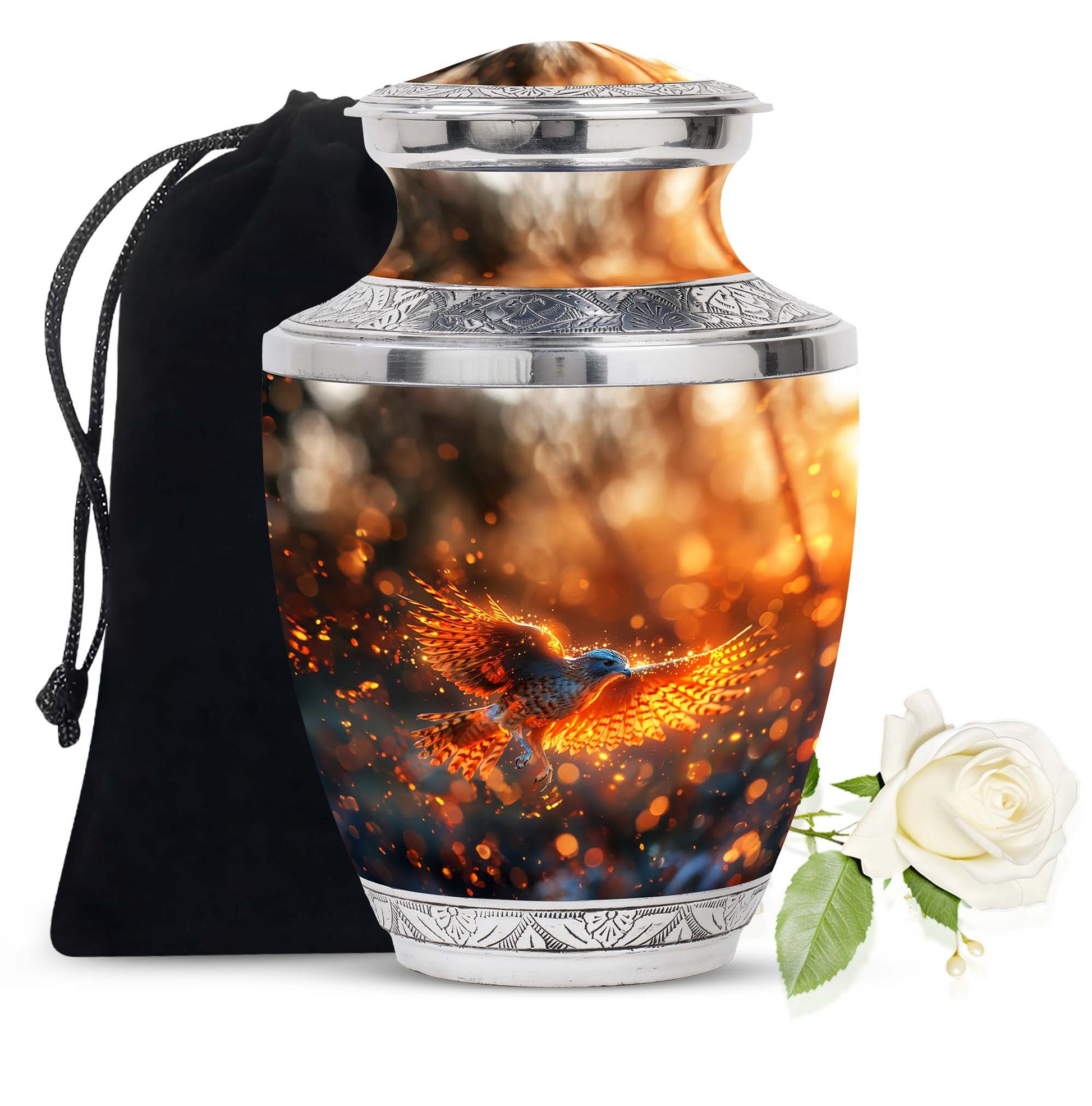 Elegant Phoenix Bird Cremation Urn - Unique Memorial Keepsake for Ashes