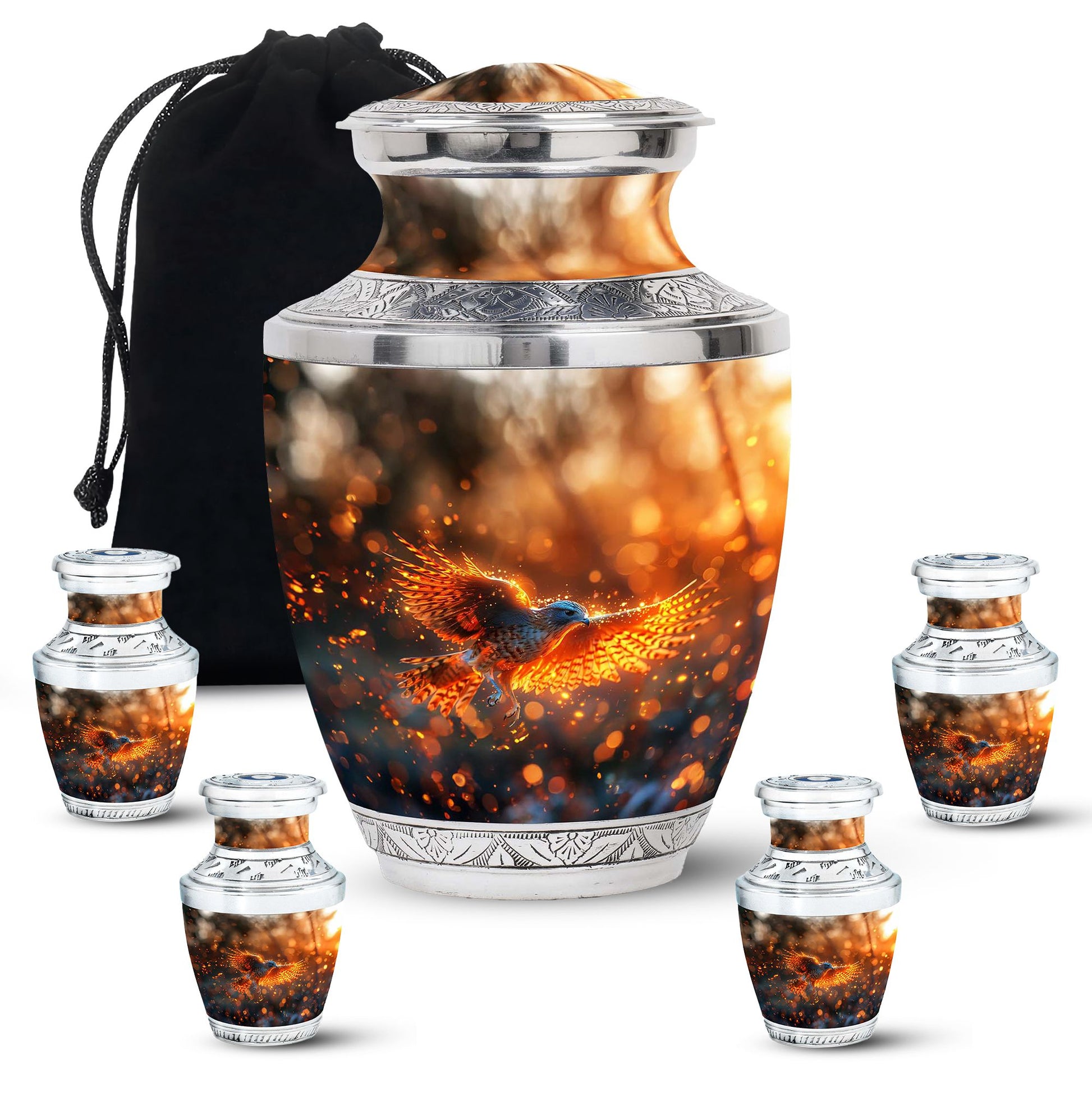 Elegant Phoenix Bird Cremation Urn - Unique Memorial Keepsake for Ashes