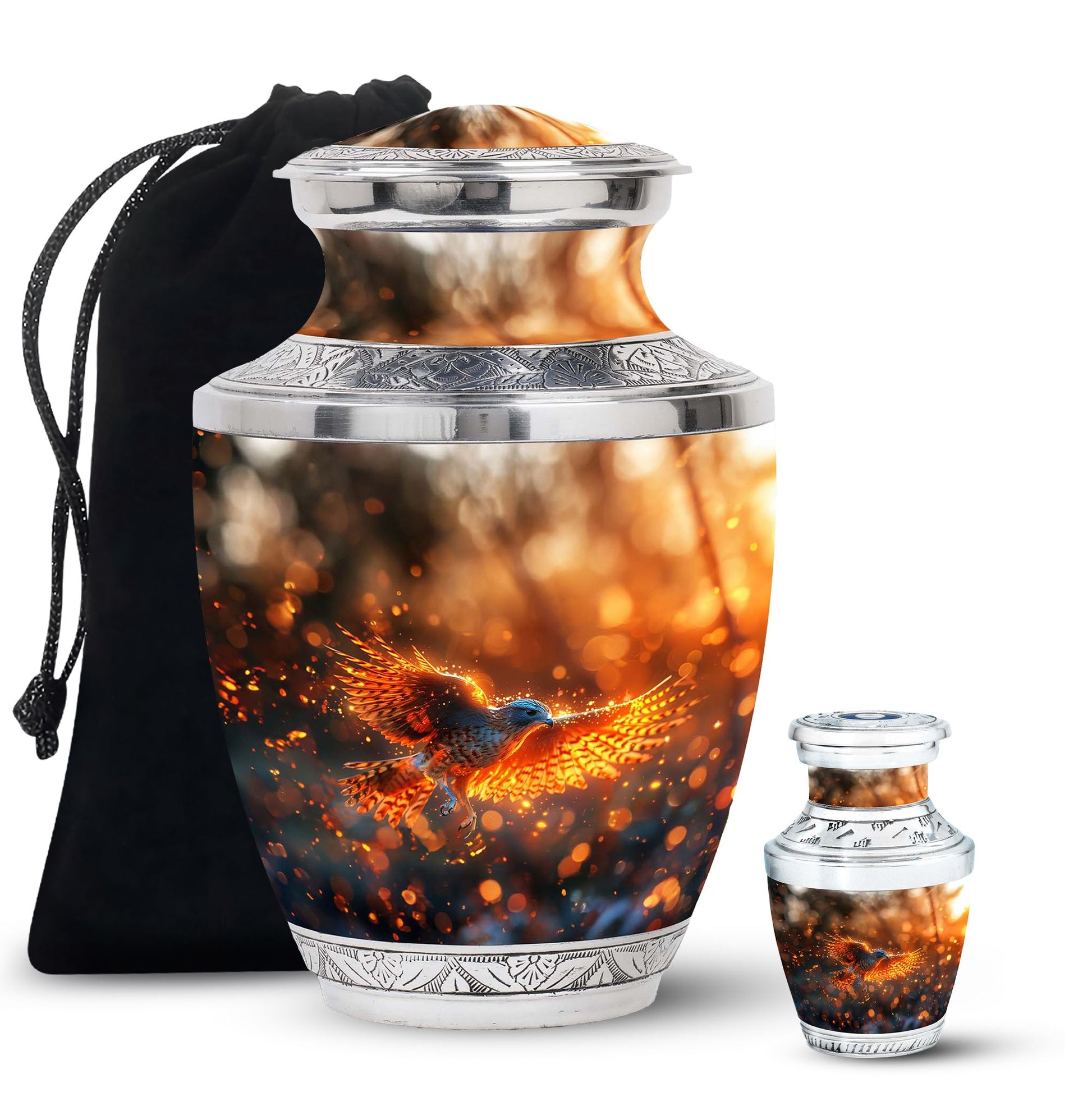 Elegant Phoenix Bird Cremation Urn - Unique Memorial Keepsake for Ashes