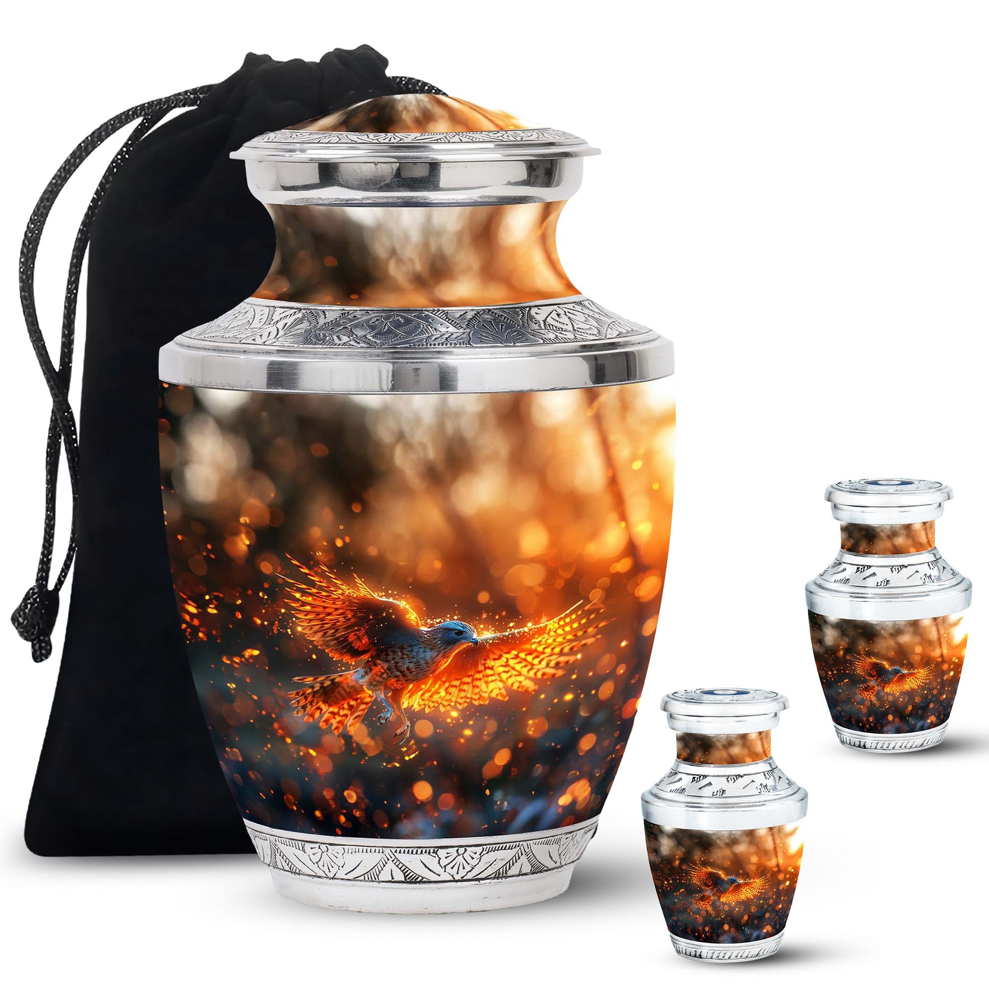 Elegant Phoenix Bird Cremation Urn - Unique Memorial Keepsake for Ashes