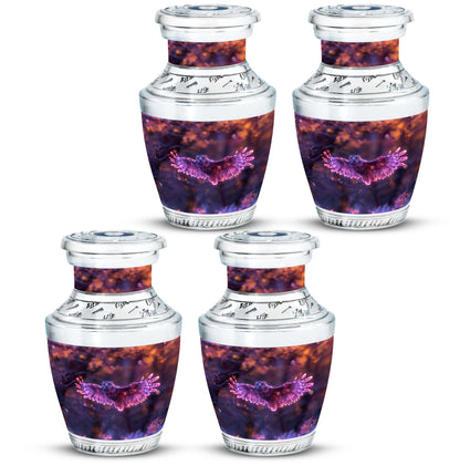 Owl Urn for Human Ashes, With Spread Purple Glowing Wings, Cremation Urn
