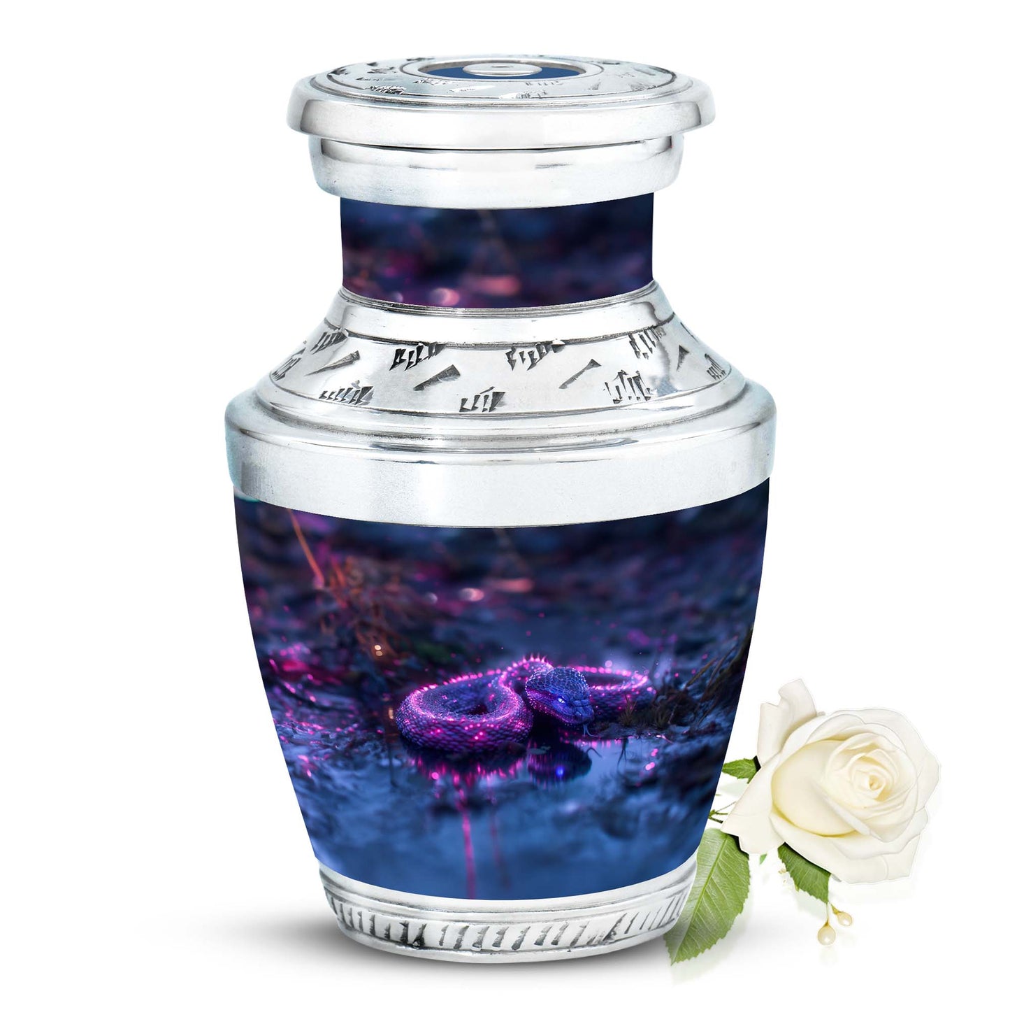 Purple Personalized Snake Cremation Urn for Adults - 10-inch, 200 cu in - Yatskia