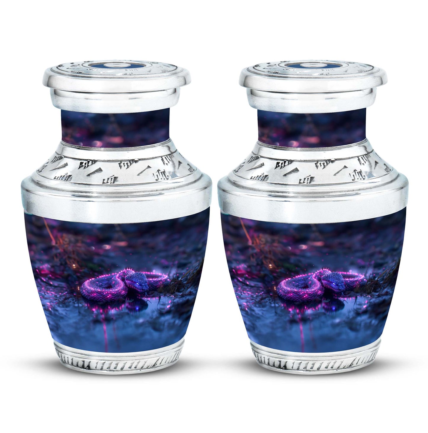 Purple Personalized Snake Cremation Urn for Adults - 10-inch, 200 cu in - Yatskia