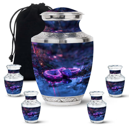 Purple Personalized Snake Cremation Urn for Adults - 10-inch, 200 cu in - Yatskia