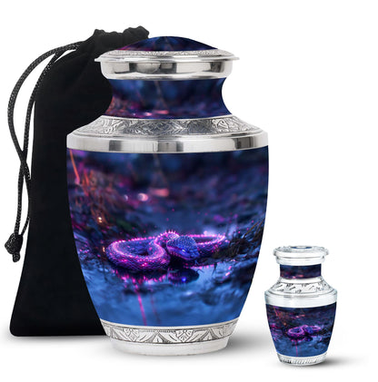 Purple Personalized Snake Cremation Urn for Adults - 10-inch, 200 cu in - Yatskia