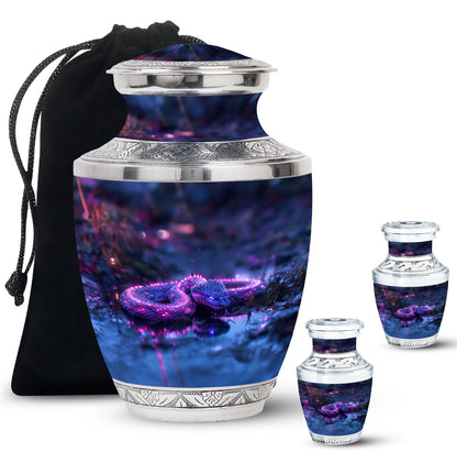 Purple Personalized Snake Cremation Urn for Adults - 10-inch, 200 cu in - Yatskia