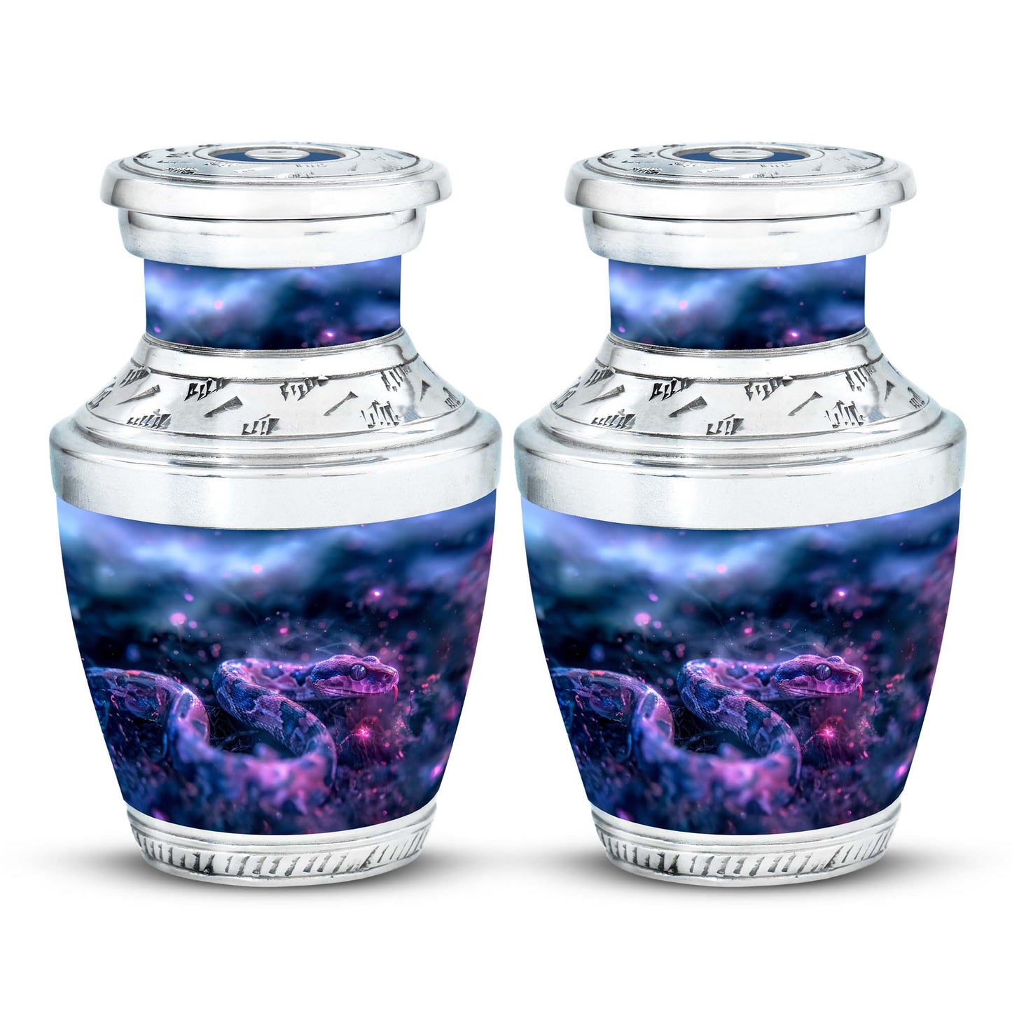 Blue Personalized Snake Cremation Urn for Human Ashes - 10-inch, 200 cu in - Yatskia