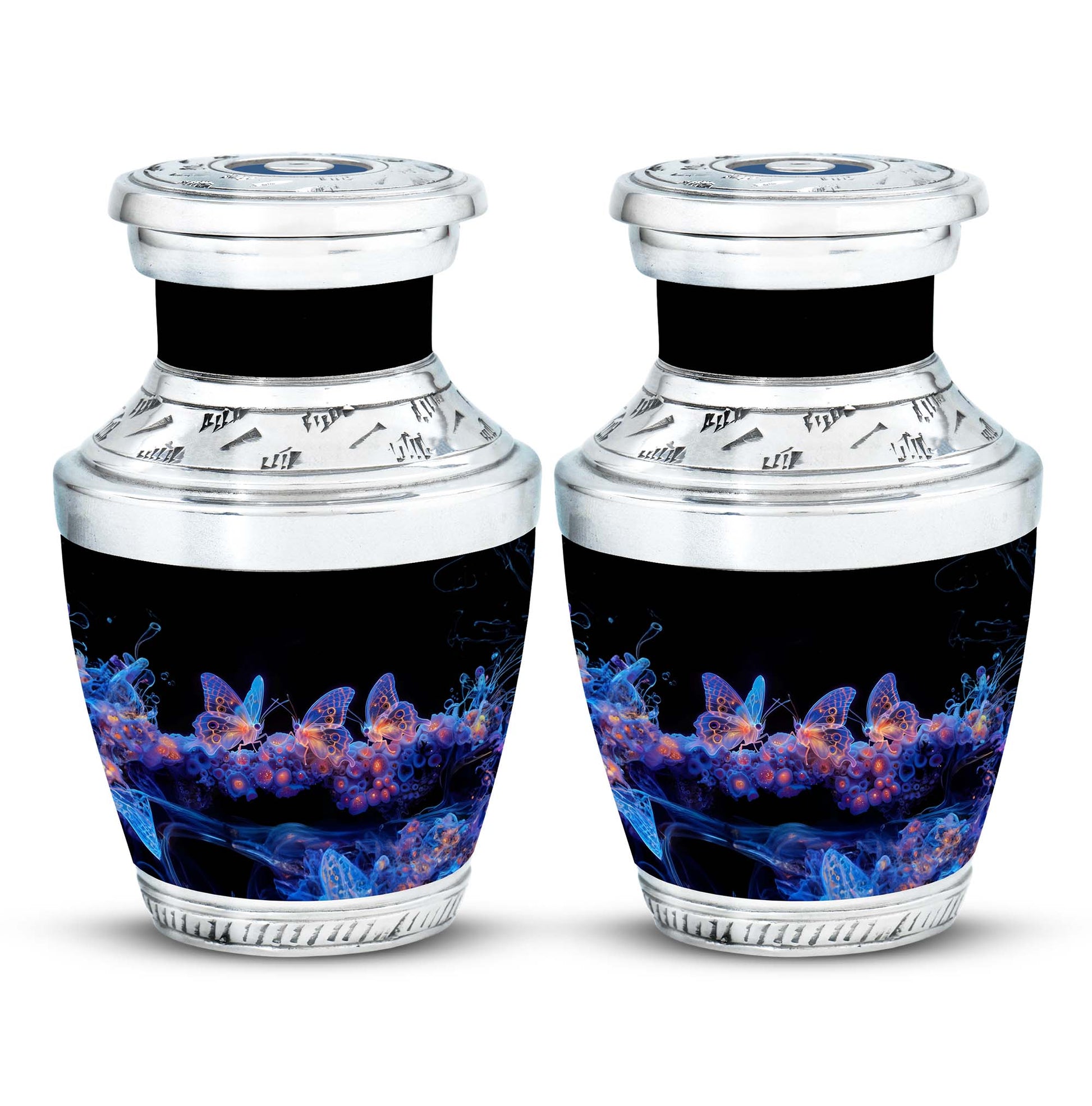 Neon Butterfly Nebula Black Urns - Butterfly Urns For Memorial